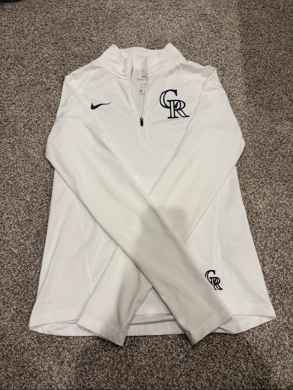 Nike White Colorado Rockies Half-Zip Pullover with Navy Logos